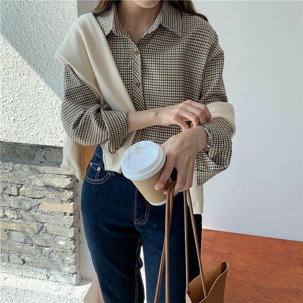new 2021 autumn women simple casual plaid shirts daily all-match harajuku spring clothing fashion vintage blouses qok5, White
new 2021 autumn women simple casual plaid shirts daily all-match harajuku spring clothing fashion vintage blouses qok5, White