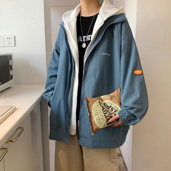men's jackets 2021 spring and autumn coat loose casual windbreaker hooded zipper fake two-piece jacket, Black;brown
men's jackets 2021 spring and autumn coat loose casual windbreaker hooded zipper fake two-piece jacket, Black;brown