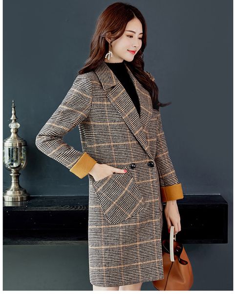 women's wool & blends style for autumn and korean-style female winter wool jacket of casual length all-match retro woolen ov no4t, Black
women's wool & blends style for autumn and korean-style female winter wool jacket of casual length all-match retro woolen ov no4t, Black