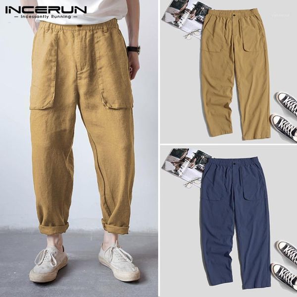 men's pants incerun casual men vintage cotton linen solid joggers hip-hop trousers elastic waist loose pockets street 2021, Black
men's pants incerun casual men vintage cotton linen solid joggers hip-hop trousers elastic waist loose pockets street 2021, Black