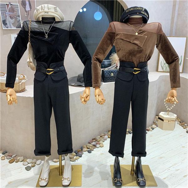 women's two piece pants niche design clothing 2021 autumn retro high-neck velvet bottoming shirt + nine-point casual suit, White
women's two piece pants niche design clothing 2021 autumn retro high-neck velvet bottoming shirt + nine-point casual suit, White