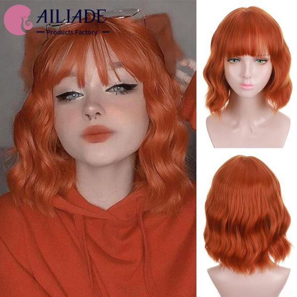 synthetic wigs ailiade short with bangs for women green orange water wave bob heat resistant lolita cosplay false hair, Black
synthetic wigs ailiade short with bangs for women green orange water wave bob heat resistant lolita cosplay false hair, Black