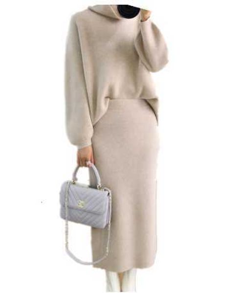 autumn winter women's knitted two piece set high collar cashmere sweater knitted suit loose knitted two piece skirt suit 211119, White
autumn winter women's knitted two piece set high collar cashmere sweater knitted suit loose knitted two piece skirt suit 211119, White