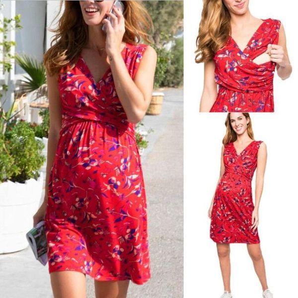 maternity dresses plus size clothes dress european and american printed pregnancy sleeveless v-neck nursing wear, White
maternity dresses plus size clothes dress european and american printed pregnancy sleeveless v-neck nursing wear, White