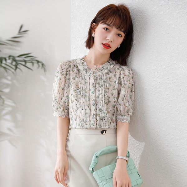 women's blouses & shirts wooden ears floral shirt summer design niche hollow lace chiffon short-sleeved blouse, White
women's blouses & shirts wooden ears floral shirt summer design niche hollow lace chiffon short-sleeved blouse, White