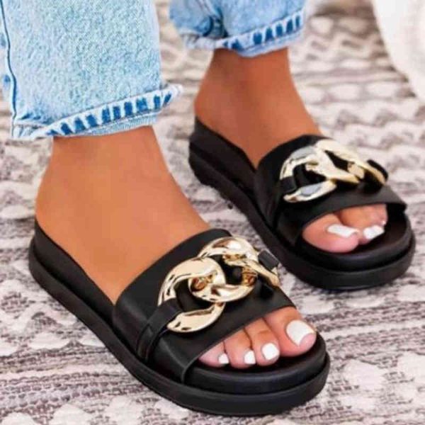 slippers women's summer shoes, solid-colored shoes pu, exaggerated metal chain, one word, open-toed, flat platform, comfortable sandals, Black
slippers women's summer shoes, solid-colored shoes pu, exaggerated metal chain, one word, open-toed, flat platform, comfortable sandals, Black