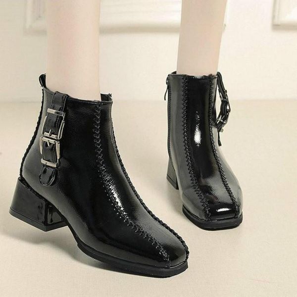 boots women's high heel autumn and winter belt buckle side zip bare square casual short tube booties, Black
boots women's high heel autumn and winter belt buckle side zip bare square casual short tube booties, Black