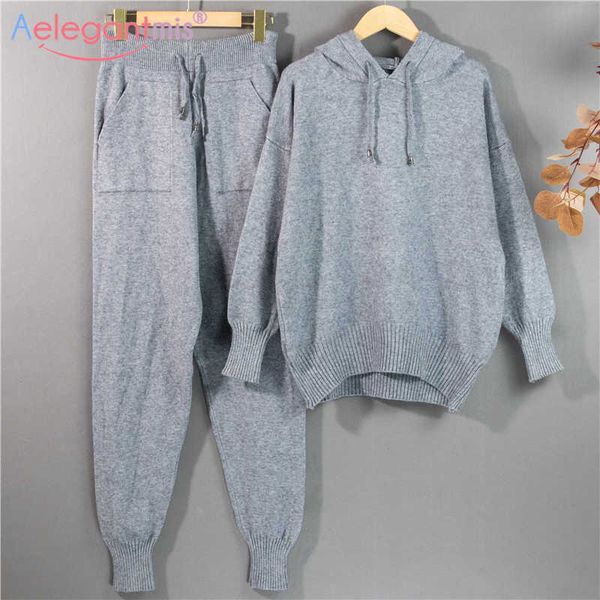 aelegantmis two piece knitted set women soft casual long sleeve hoodie trousers loose drawstring pullover sweater suit 4 colors 210607, White
aelegantmis two piece knitted set women soft casual long sleeve hoodie trousers loose drawstring pullover sweater suit 4 colors 210607, White