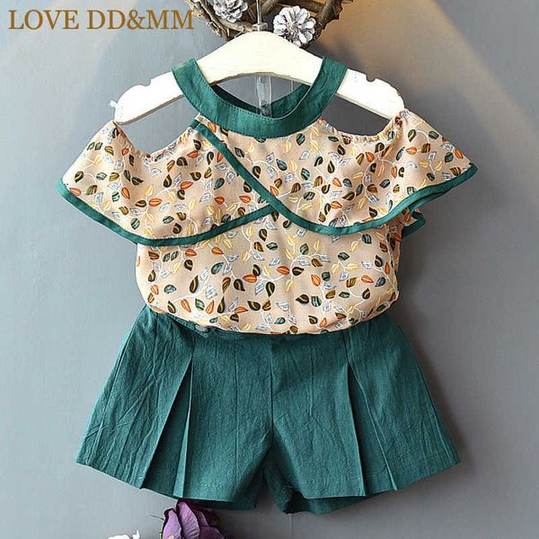 love dd&mm girls sets summer kid's wear girls fashion leaf print chiffon off-shoulder short-sleeved shirt + shorts suit 210715, White
love dd&mm girls sets summer kid's wear girls fashion leaf print chiffon off-shoulder short-sleeved shirt + shorts suit 210715, White