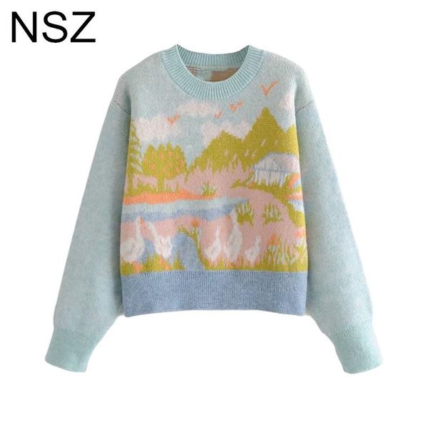 women's sweaters nsz women oversized jacquard print knit sweater long sleeve round collar loose pullovers knitwear jumper pull femme je, White;black
women's sweaters nsz women oversized jacquard print knit sweater long sleeve round collar loose pullovers knitwear jumper pull femme je, White;black