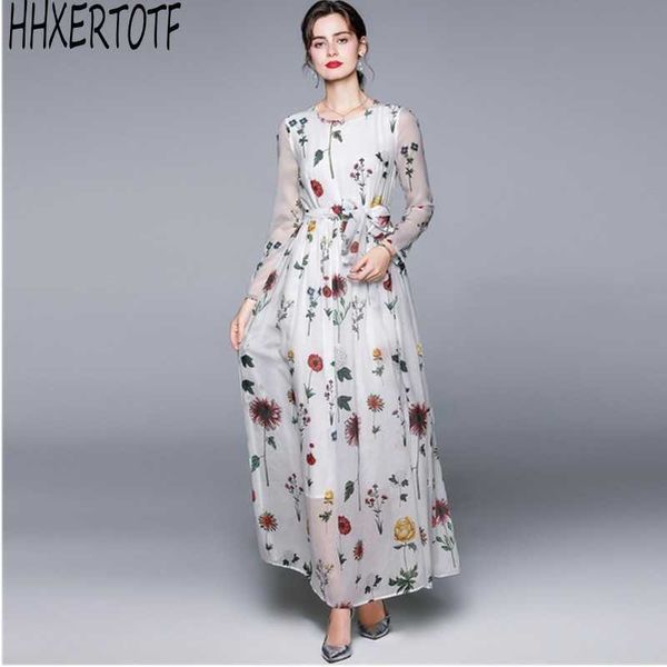 spring summer runway designer flower maxi dres long sleeve floral print chiffon holiday 210531, Black;gray
spring summer runway designer flower maxi dres long sleeve floral print chiffon holiday 210531, Black;gray