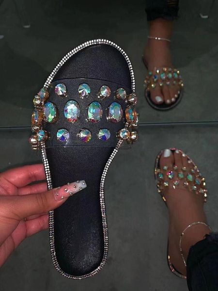 slippers 2021 spring and summer explosion gemstone rhinestones flashing sandals comfortable wild diamond, Black
slippers 2021 spring and summer explosion gemstone rhinestones flashing sandals comfortable wild diamond, Black