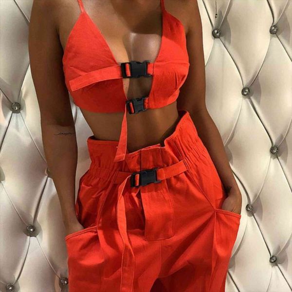 crop strap womenpant button fly two pieces sets arrival solid female casual pants pockets tanksuits, White
crop strap womenpant button fly two pieces sets arrival solid female casual pants pockets tanksuits, White