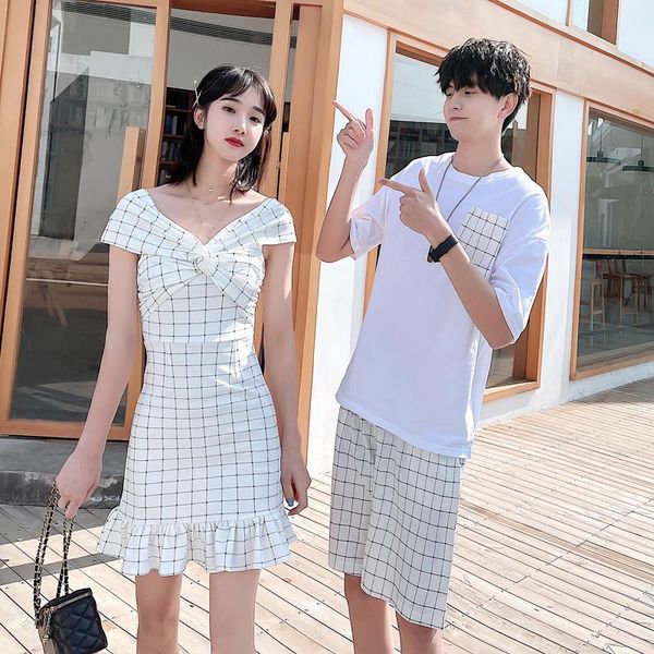 women's t-shirt 2021 summer dress with waist tucked in couples clothing clothes, White
women's t-shirt 2021 summer dress with waist tucked in couples clothing clothes, White