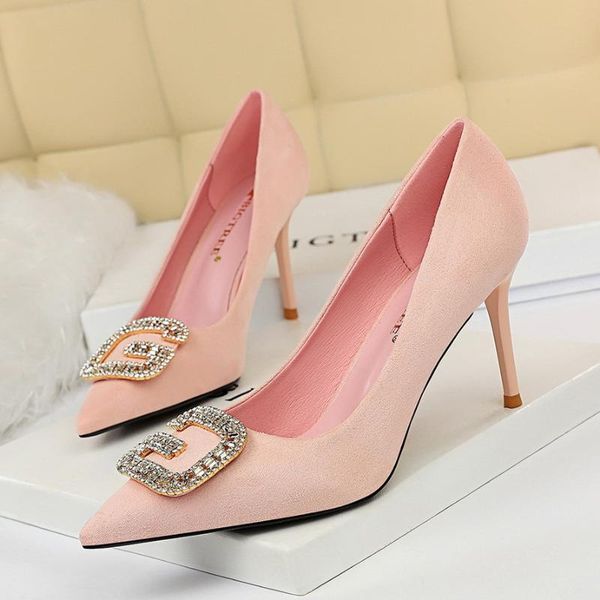 dress shoes 963-2 fashion banquet women's thin heel suede shallow mouth pointed high metal rhinestone buckle single, Black
dress shoes 963-2 fashion banquet women's thin heel suede shallow mouth pointed high metal rhinestone buckle single, Black