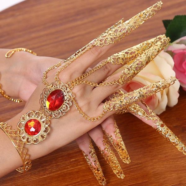 charm bracelets 1pc/set vintage bracelet for women girl red crystal paved 5pcs long fake nails india thailand ethnic dance jewelry, Golden;silver
charm bracelets 1pc/set vintage bracelet for women girl red crystal paved 5pcs long fake nails india thailand ethnic dance jewelry, Golden;silver