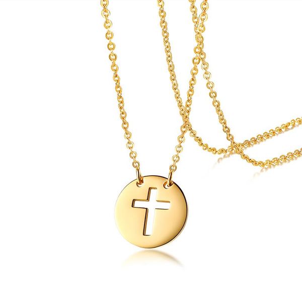 pendant necklaces gold tiny round open cross necklace in stainless steel minimal layering, Silver
pendant necklaces gold tiny round open cross necklace in stainless steel minimal layering, Silver