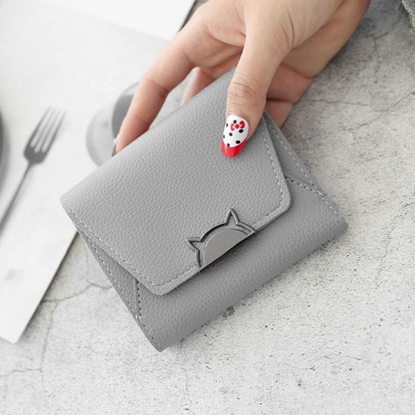 wallets 2021 wallet women's tri-fold buckle soft face litchi pattern cat simple student short section small cross, Red;black
wallets 2021 wallet women's tri-fold buckle soft face litchi pattern cat simple student short section small cross, Red;black
