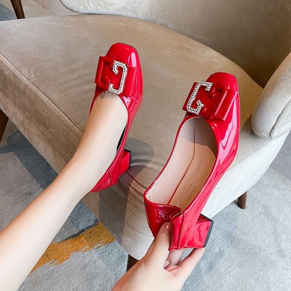 Plus Size 35-43 Med Heels Dress Shoes Women Pumps Patent Leather Boat Shoes Square Toe Office Shoes Metal zapatos mujer 8354NDress, Red
Plus Size 35-43 Med Heels Dress Shoes Women Pumps Patent Leather Boat Shoes Square Toe Office Shoes Metal zapatos mujer 8354NDress, Red