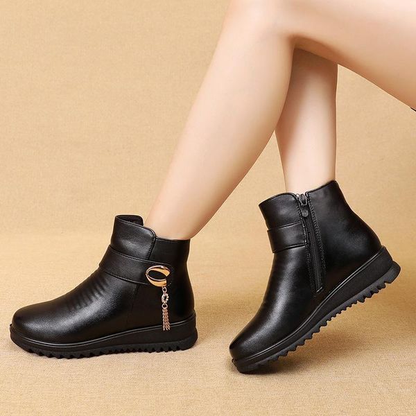 boots winter shoes women genuine leather wedge heels non-slip women's large size mother warm famale snow, Black
boots winter shoes women genuine leather wedge heels non-slip women's large size mother warm famale snow, Black