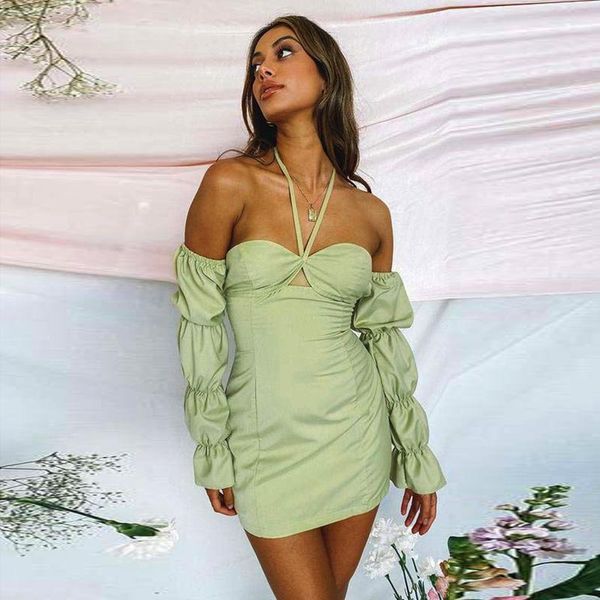 casual dresses strapless off shoulder halter bandage bodycon mini dress women autumn backless flare long sleeve short outfits 2021, Black;gray
casual dresses strapless off shoulder halter bandage bodycon mini dress women autumn backless flare long sleeve short outfits 2021, Black;gray