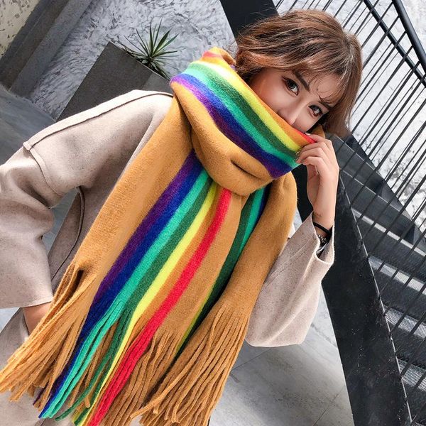 scarves 2021 long for women winter knitting wool rainbow stripes scarf blanket cashmere soft shawl tassel thicken warm, Blue;gray
scarves 2021 long for women winter knitting wool rainbow stripes scarf blanket cashmere soft shawl tassel thicken warm, Blue;gray