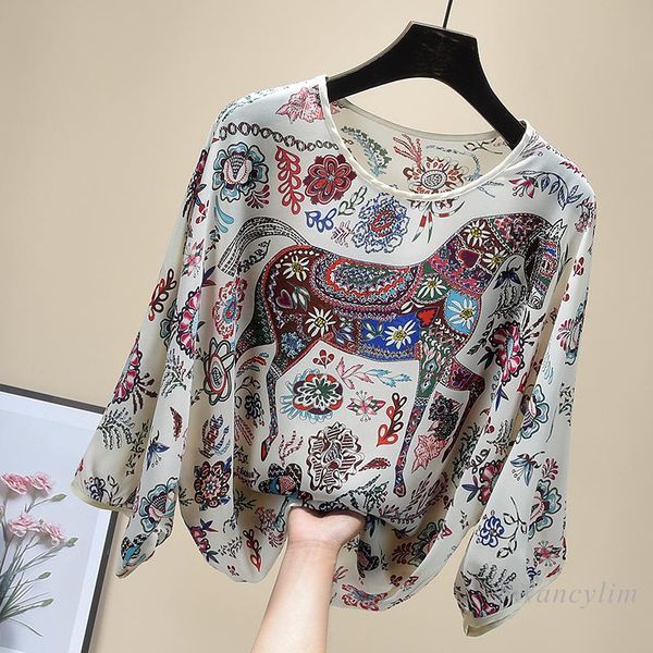 women's blouses & shirts loose blusas femme floral chiffon shirt summer style printed european sweet mujer de moda 2021, White
women's blouses & shirts loose blusas femme floral chiffon shirt summer style printed european sweet mujer de moda 2021, White