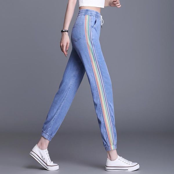 women's jeans drawstring lyocell tencel summer korean version of thin section was high-waisted harem pants nine-point, Blue
women's jeans drawstring lyocell tencel summer korean version of thin section was high-waisted harem pants nine-point, Blue