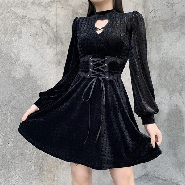 casual dresses 2021 gothic velvet dress women retro bandage zipper long sleeve autumn winter hollow out little black a line, Black;gray
casual dresses 2021 gothic velvet dress women retro bandage zipper long sleeve autumn winter hollow out little black a line, Black;gray