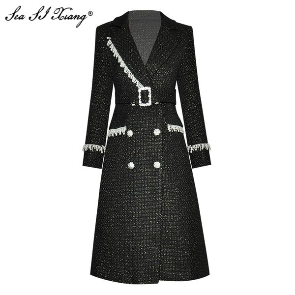 seasixian fashion designer autumn winter wool blend outwear women luxurious crystal double breasted beading long sleeve outwear 211110, Black
seasixian fashion designer autumn winter wool blend outwear women luxurious crystal double breasted beading long sleeve outwear 211110, Black