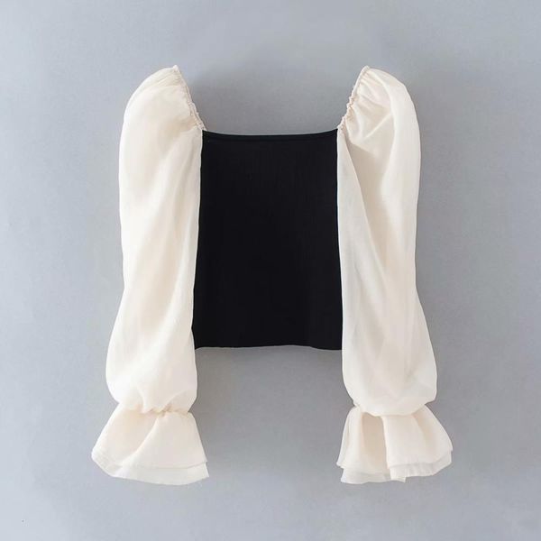 new women elegant organza puff sleeve patchwork knitted puff sleeve casual blouse ladies chic square collar feminina shirt ls6464, White
new women elegant organza puff sleeve patchwork knitted puff sleeve casual blouse ladies chic square collar feminina shirt ls6464, White
