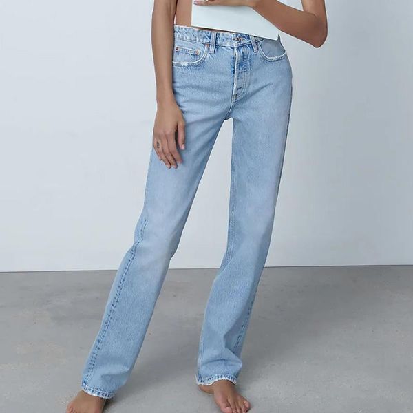 women's jeans fashion straight side pockets women elegant full length denim pants mid waisted zipper casual ladies, Blue
women's jeans fashion straight side pockets women elegant full length denim pants mid waisted zipper casual ladies, Blue