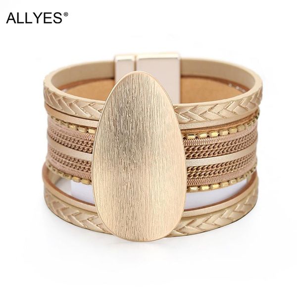 tennis allyes geometric metal charm leather bracelet for women fashion braided chain wide wrap bracelets bangles female jewelry gifts, Golden;silver
tennis allyes geometric metal charm leather bracelet for women fashion braided chain wide wrap bracelets bangles female jewelry gifts, Golden;silver