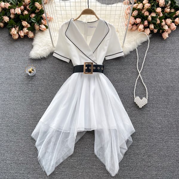 summer irregular mesh patchwork dress women vintage turn-down collar short sleeve high waist vestidos with sashes 2021 new, Black;gray
summer irregular mesh patchwork dress women vintage turn-down collar short sleeve high waist vestidos with sashes 2021 new, Black;gray