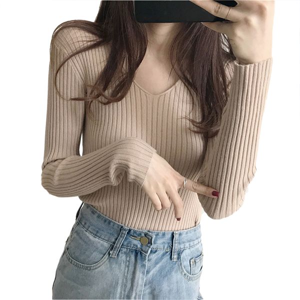 2021 autumn winter v neck elegant slim fit knitted casual long sleeve basic women sweater cbnt, White;black
2021 autumn winter v neck elegant slim fit knitted casual long sleeve basic women sweater cbnt, White;black