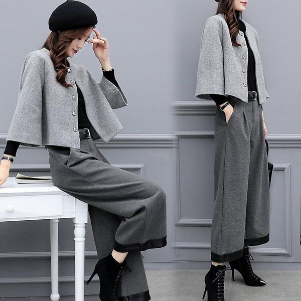 women's two piece pants woollen suit fall / winter 2021 casual fashion foreign style loose short coat wide leg, White
women's two piece pants woollen suit fall / winter 2021 casual fashion foreign style loose short coat wide leg, White