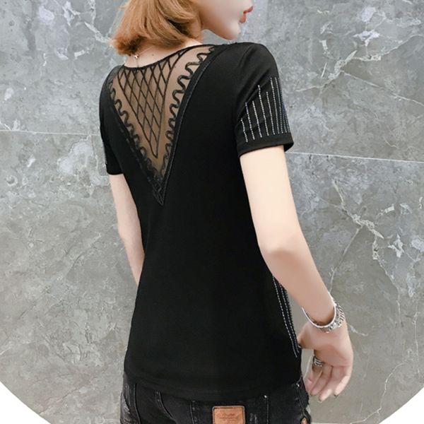 2021 new summer fashion korean clothes t-shirt shiny diamonds patchwork mesh women ropa mujer all match cotton tees t06626 yhmp, White
2021 new summer fashion korean clothes t-shirt shiny diamonds patchwork mesh women ropa mujer all match cotton tees t06626 yhmp, White