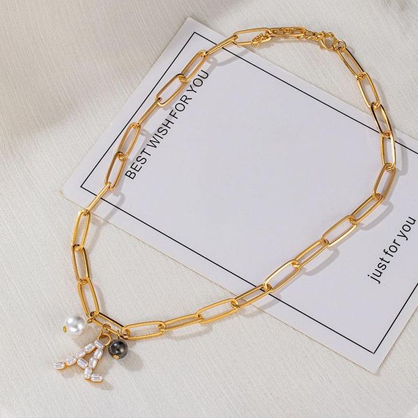 chains fashion thick chain pearl gold pendant necklaces bohemian vintage metal simple choker necklace trend woman jewelry gift, Silver
chains fashion thick chain pearl gold pendant necklaces bohemian vintage metal simple choker necklace trend woman jewelry gift, Silver