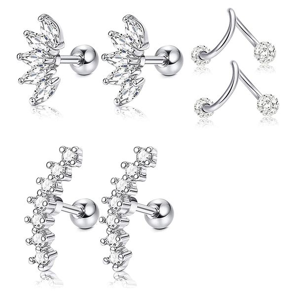3pairs/set stainless steel ear cartilage earrings for women girls tragus helix earring cute piercing jewelry, Golden;silver
3pairs/set stainless steel ear cartilage earrings for women girls tragus helix earring cute piercing jewelry, Golden;silver