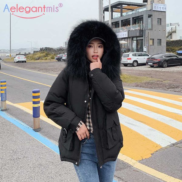 aelegantmis winter warm women coat fashion solid fur hooded thicken padded s ladies casual parka cotton outerwear 210607, Black
aelegantmis winter warm women coat fashion solid fur hooded thicken padded s ladies casual parka cotton outerwear 210607, Black