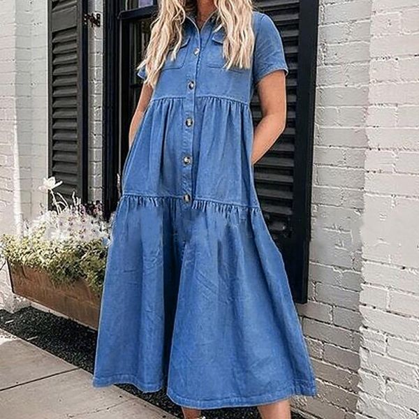 casual dresses women's harajuku summer denim long dress short sleeve buttoned shirt with lapel collar maxi elegant vacation outfits, Black;gray
casual dresses women's harajuku summer denim long dress short sleeve buttoned shirt with lapel collar maxi elegant vacation outfits, Black;gray