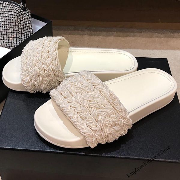slippers brand designer women outdoor slides sweet style pearl beading peep toe cute fashion slip on flats star sandals, Black
slippers brand designer women outdoor slides sweet style pearl beading peep toe cute fashion slip on flats star sandals, Black