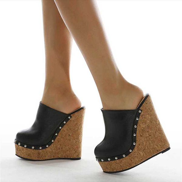 sky high wedge heel rivet boarded waterproof platform sandals closed round toe women dress shoes fashion for ladies, Black
sky high wedge heel rivet boarded waterproof platform sandals closed round toe women dress shoes fashion for ladies, Black