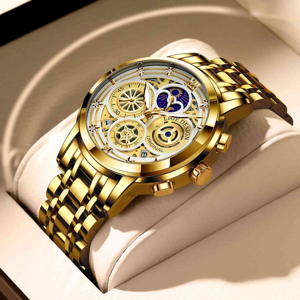 2021 new lige sport brand luxury gold stainless steel quartz wrsit watch men fashion hollow waterproof chronograph, Slivery;brown
2021 new lige sport brand luxury gold stainless steel quartz wrsit watch men fashion hollow waterproof chronograph, Slivery;brown