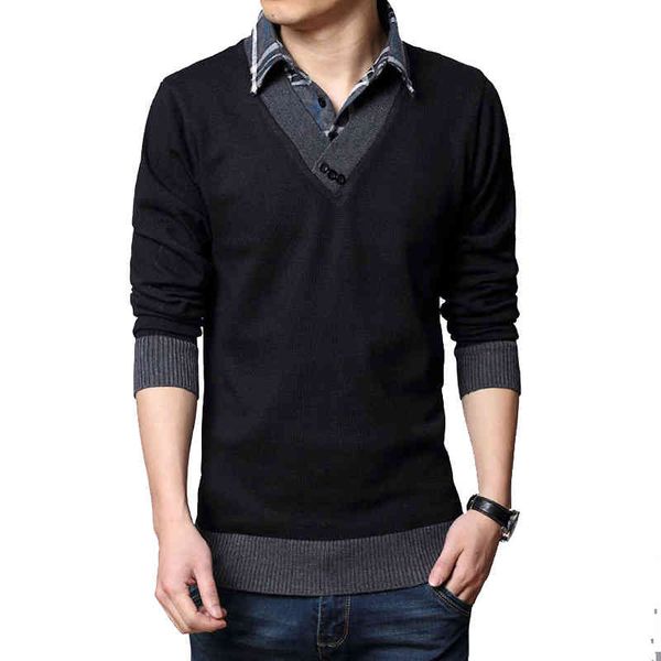 browon - men's tight thick warm sweater, two kinds casual cloth with fake dign, made of cotton, autumn and winter, White;black
browon - men's tight thick warm sweater, two kinds casual cloth with fake dign, made of cotton, autumn and winter, White;black