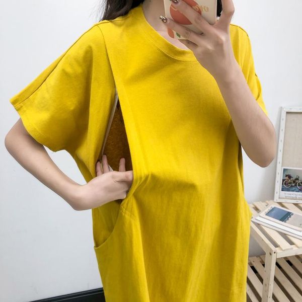 maternity dresses feature pocket decoration long t-shirt dress for feeding loose casual summer breastfeeding pregnant clothes, White
maternity dresses feature pocket decoration long t-shirt dress for feeding loose casual summer breastfeeding pregnant clothes, White
