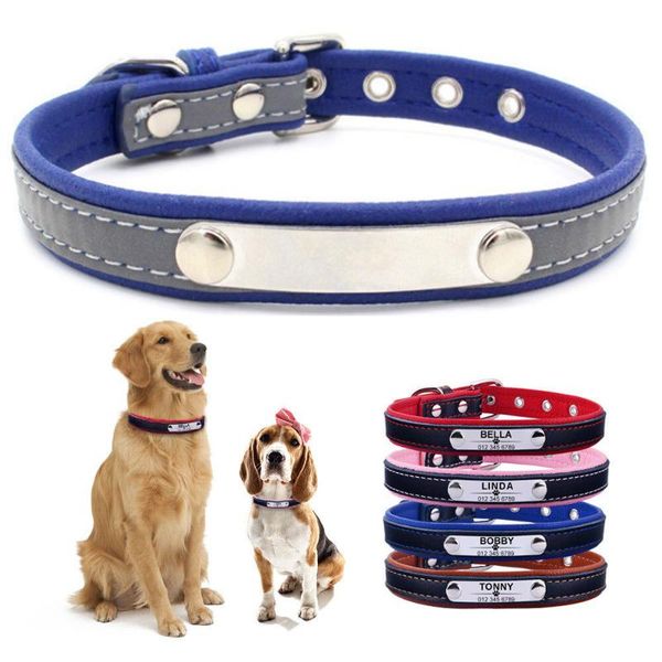 dog collars & leashes 5sizes soft reflective leather collar custom name id tags pet cat bell pendant adjustable necklace supply
dog collars & leashes 5sizes soft reflective leather collar custom name id tags pet cat bell pendant adjustable necklace supply