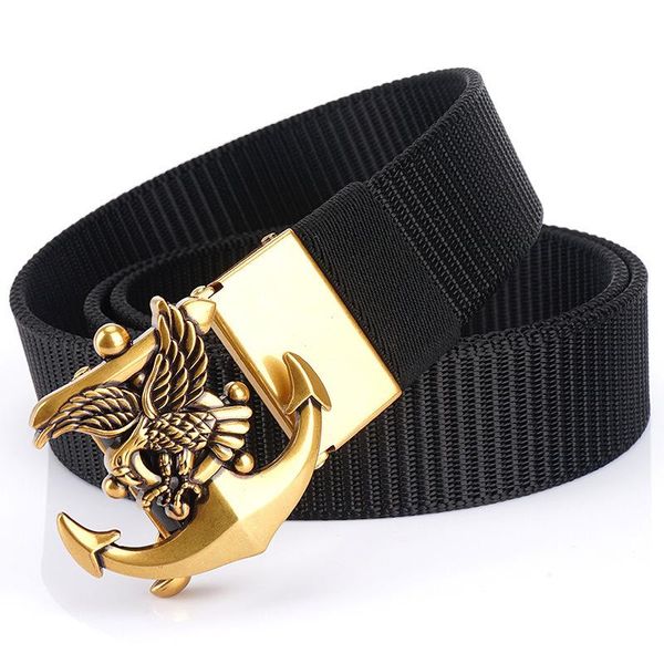 belts man's nylon belt luxury gold eagle metal automatic buckle canvas for men fashion jeans waistband black male strap 2021, Black;brown
belts man's nylon belt luxury gold eagle metal automatic buckle canvas for men fashion jeans waistband black male strap 2021, Black;brown