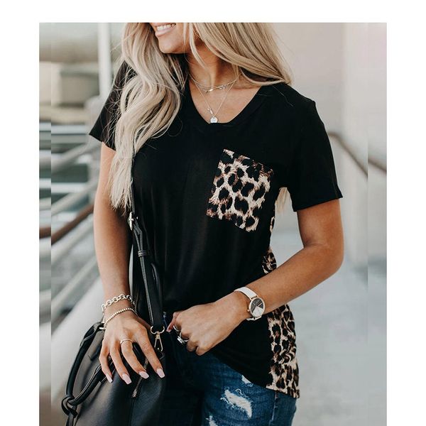 women fashion t shirts short-sleeved women's casual new loose t-shirt leopard stitching knitted ladies summer 2021, White
women fashion t shirts short-sleeved women's casual new loose t-shirt leopard stitching knitted ladies summer 2021, White
