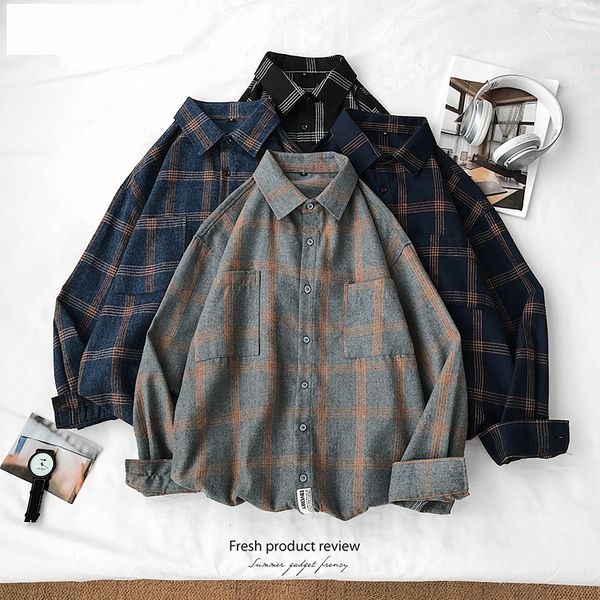 men shirts long sleeve turn-down collar large size 5xl plaid korean style vintage trendy loose students mens all-match chic new, White;black
men shirts long sleeve turn-down collar large size 5xl plaid korean style vintage trendy loose students mens all-match chic new, White;black
